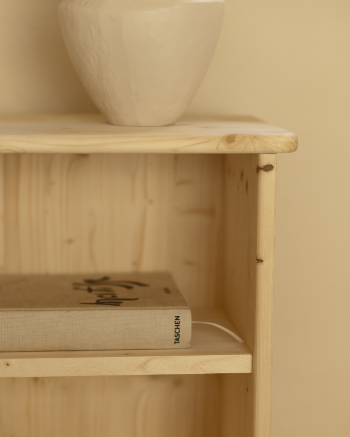 Pack de 2 tables de chevet en bois massif ton naturel de 50x42cm