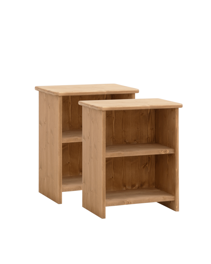 Pack de 2 tables de chevet en bois massif ton chêne moyen de 50x42cm