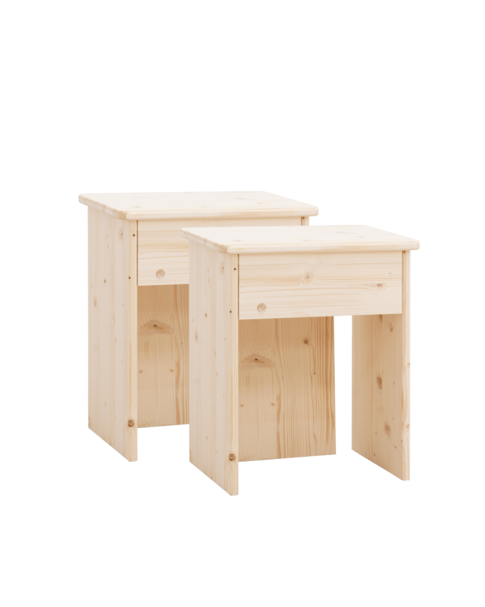 Pack de 2 tables de chevet en bois massif ton naturel de 50x42cm