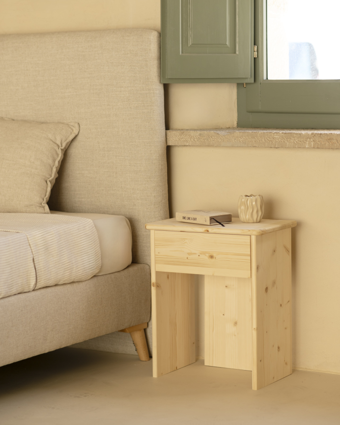 Pack de 2 tables de chevet en bois massif ton naturel de 50x42cm