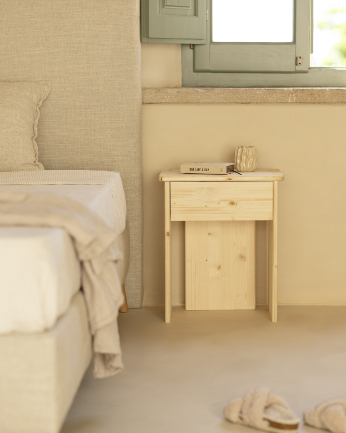Pack de 2 tables de chevet en bois massif ton naturel de 50x42cm