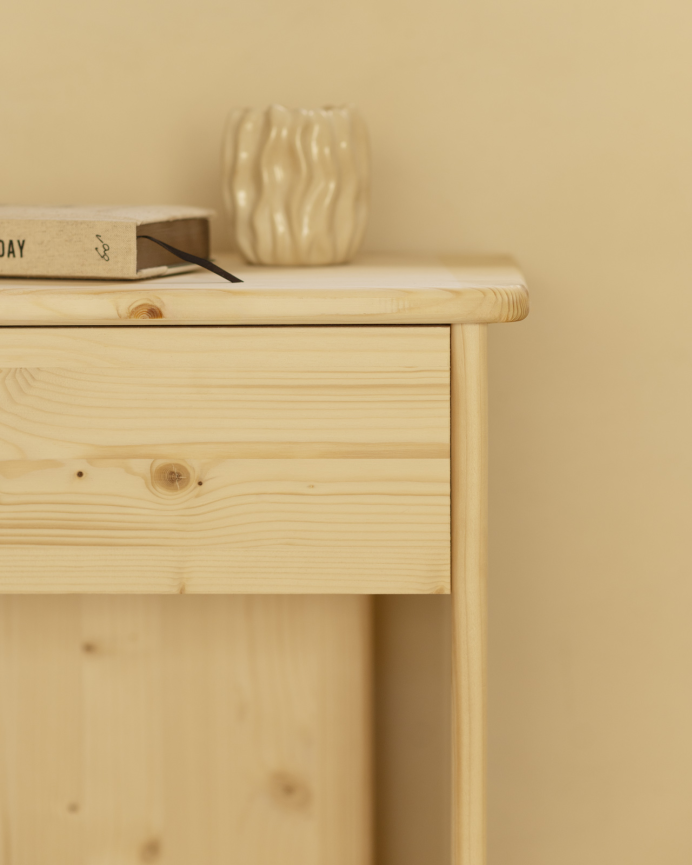 Pack de 2 tables de chevet en bois massif ton naturel de 50x42cm