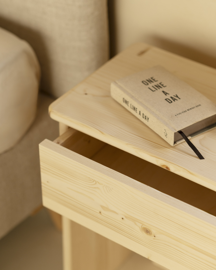 Pack de 2 tables de chevet en bois massif ton naturel de 50x42cm