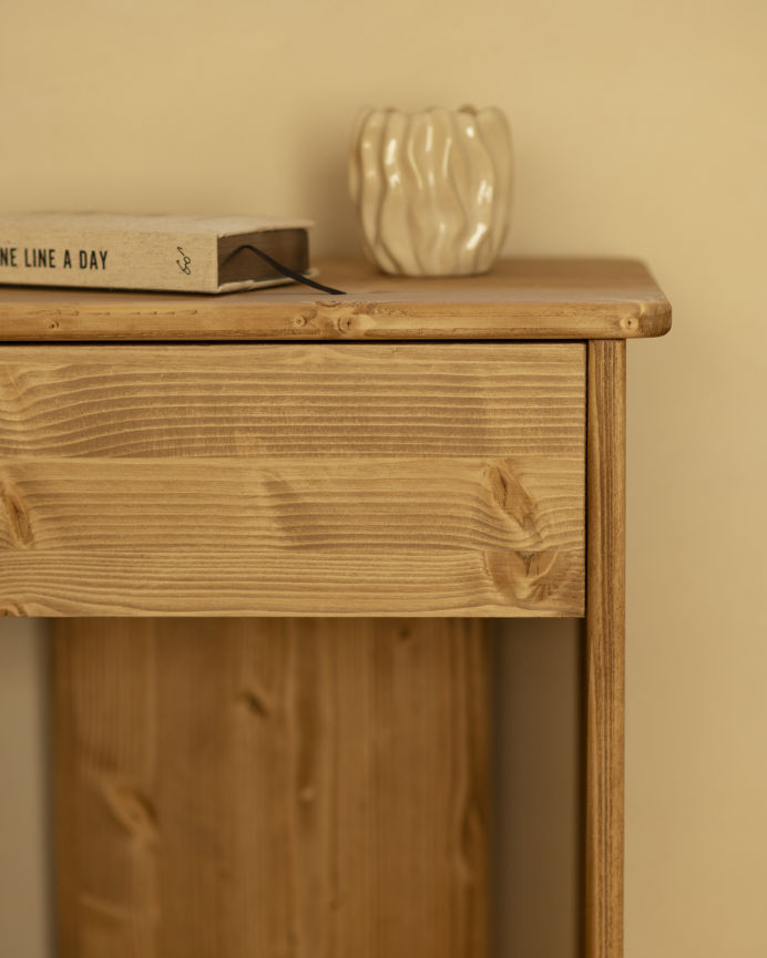 Pack de 2 tables de chevet en bois massif ton chêne moyen de 50x42cm
