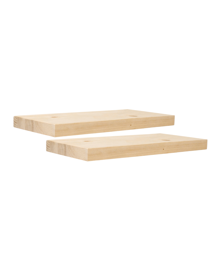 Pack de 2 tables de chevet en bois massif flottantes ton naturel de 45cm