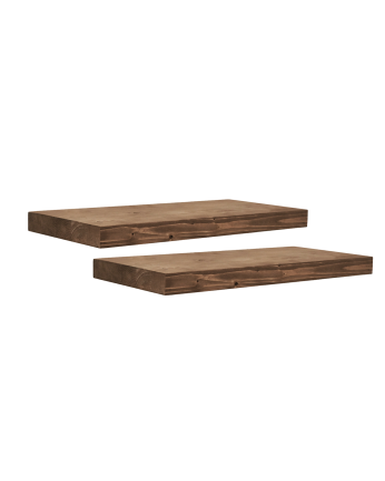 Pack de 2 tables de chevet en bois massif flottantes ton noyer de 45cm