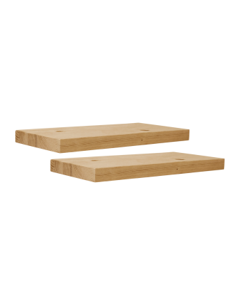 Pack de 2 tables de chevet en bois massif flottantes ton chêne moyen de 45cm