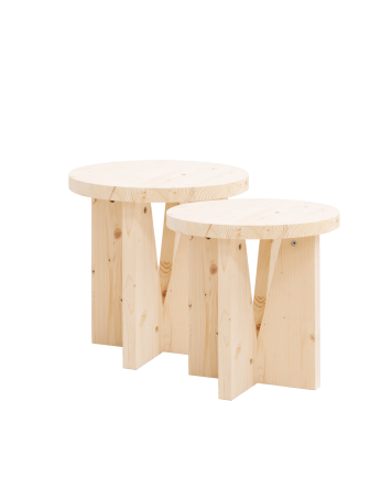 Pack de 2 tables de chevet en bois massif ton naturel de 40x40cm