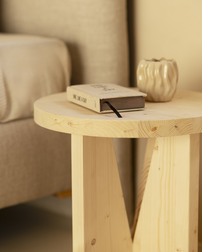 Pack de 2 tables de chevet en bois massif ton naturel de 40x40cm