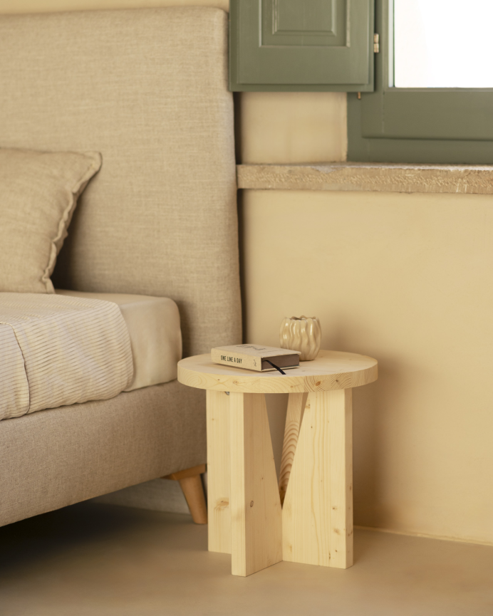 Pack de 2 tables de chevet en bois massif ton naturel de 40x40cm