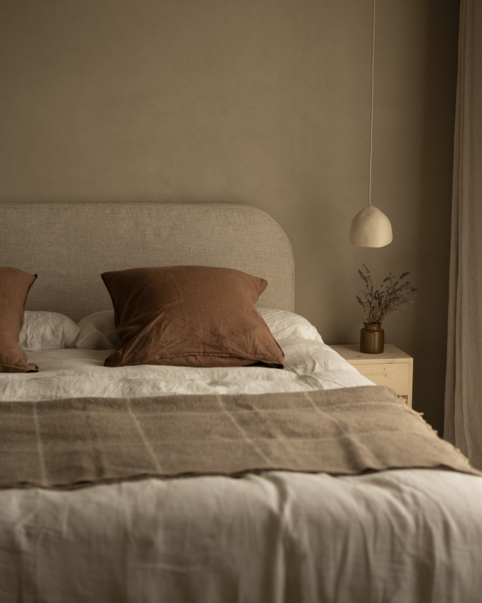 Tête de lit déhoussable en lin beige en différentes tailles 