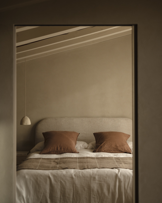 Tête de lit déhoussable en lin beige en différentes tailles 