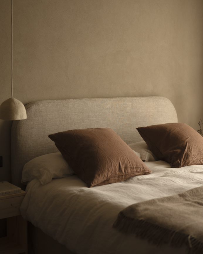 Tête de lit déhoussable en lin beige en différentes tailles 