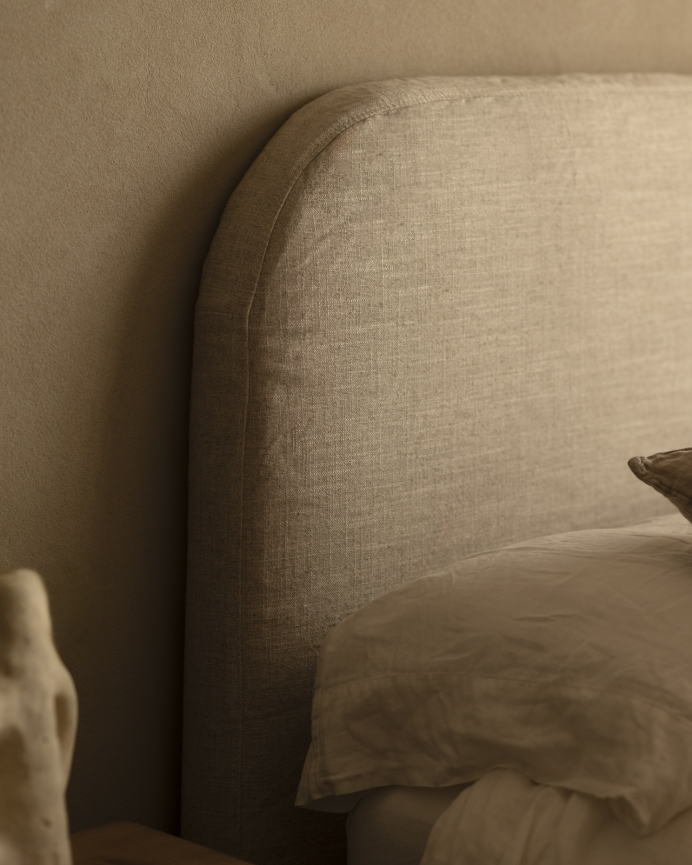 Tête de lit déhoussable en lin beige en différentes tailles 