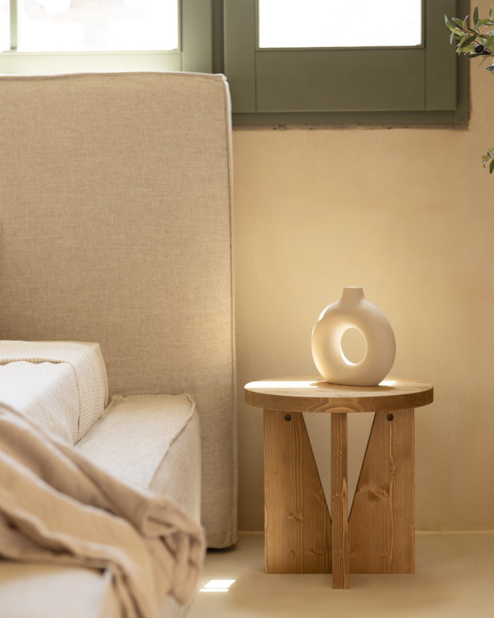 Pack de 2 tables de chevet en bois massif ton chêne moyen 40x40cm