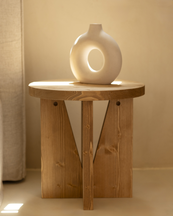 Pack de 2 tables de chevet en bois massif ton chêne moyen 40x40cm