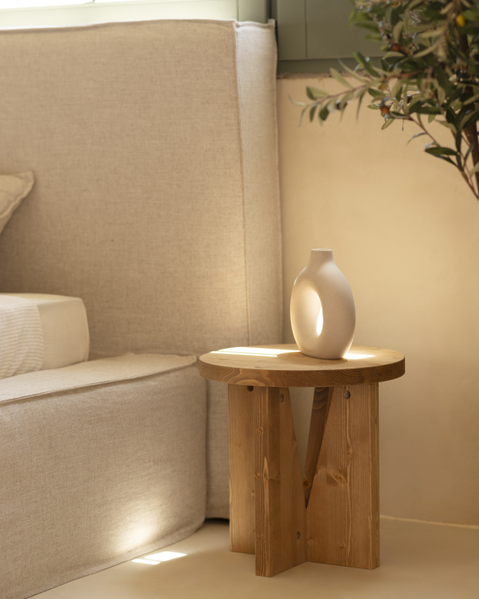 Pack de 2 tables de chevet en bois massif ton chêne moyen 40x40cm