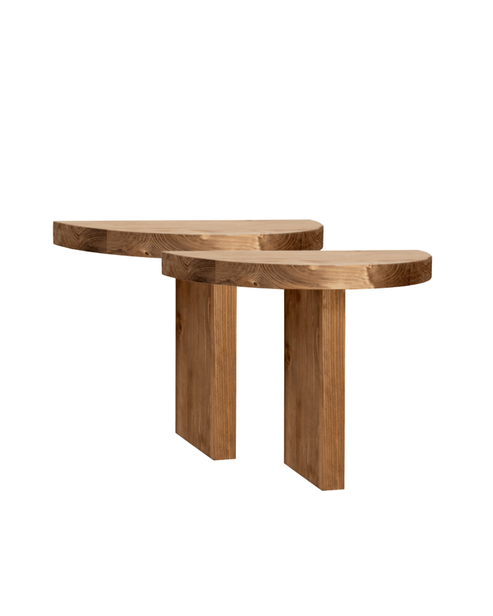 Pack de 2 tables de chevet flottantes en bois massif ton chêne foncé de 27x40cm