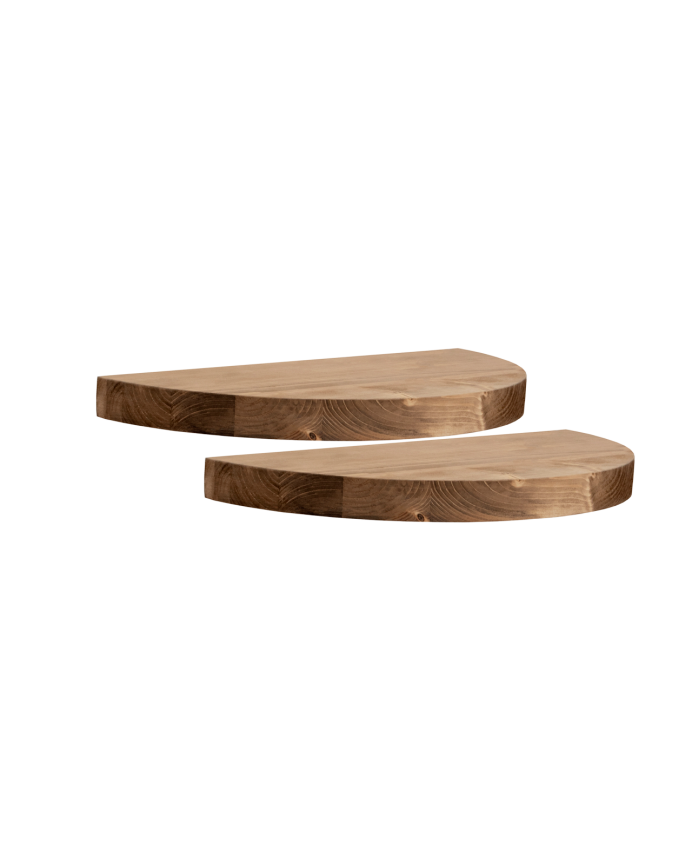 Pack de 2 tables de chevet flottantes en bois massif ton chêne foncé de 3x40cm