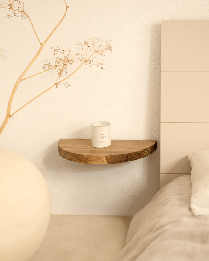 Pack de 2 tables de chevet flottantes en bois massif ton chêne foncé de 3x40cm