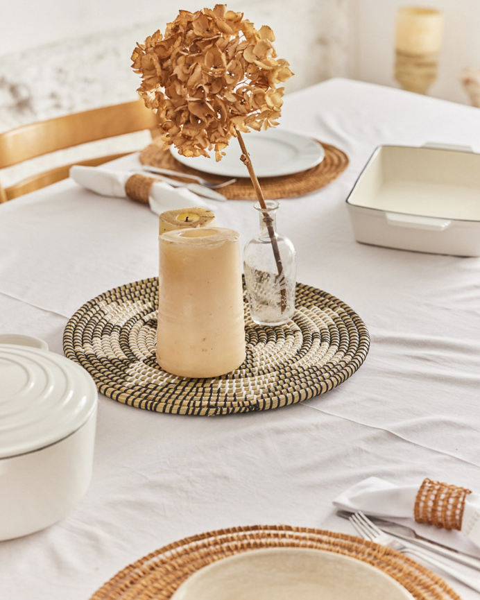 Assiette décorative en jonc de mer multicolore diamètre 40 cm