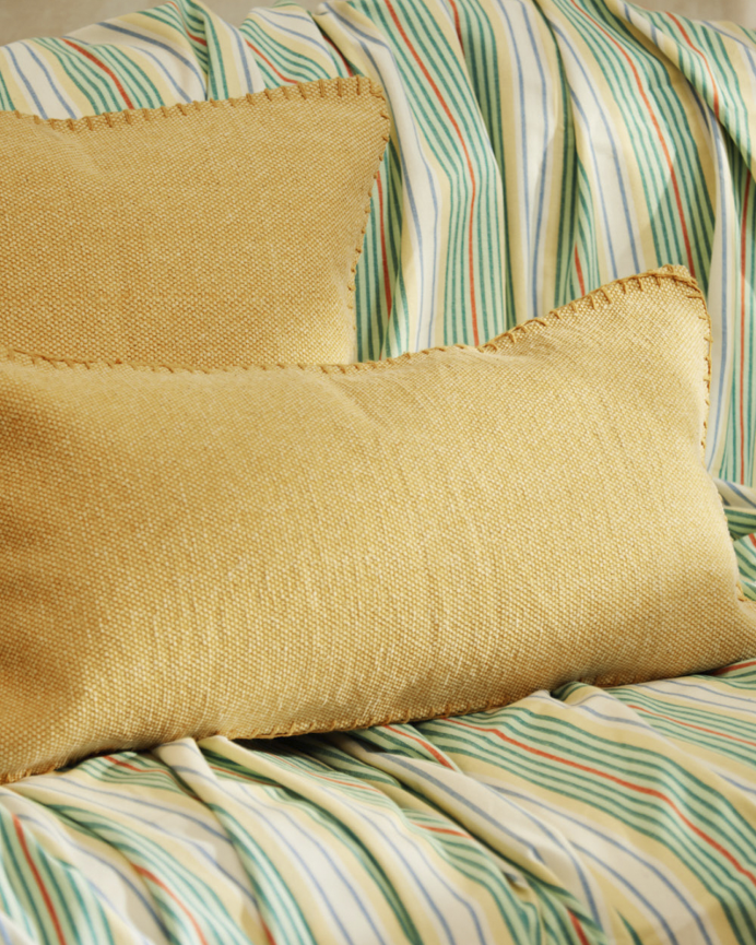 Housse de coussin en coton dhurrie couleur jaune 30x60 cm