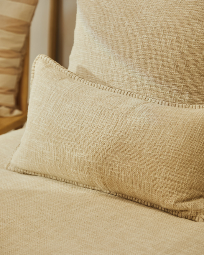 Housse de coussin en coton couleur écru 30x60 cm