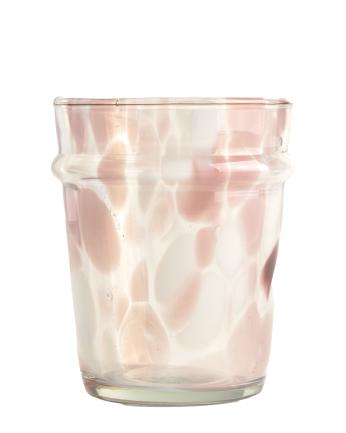 Verre en verre transparent à éclats roses 8x10 cm