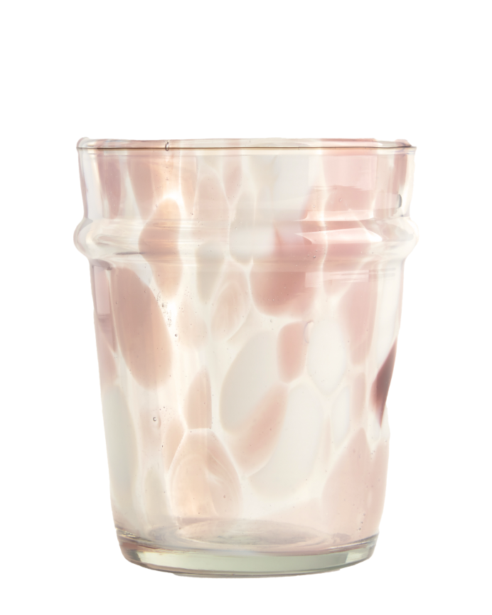Verre en verre transparent à éclats roses 8x10 cm