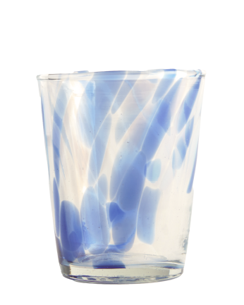 Verre en verre transparent à éclats bleus 8x9 cm