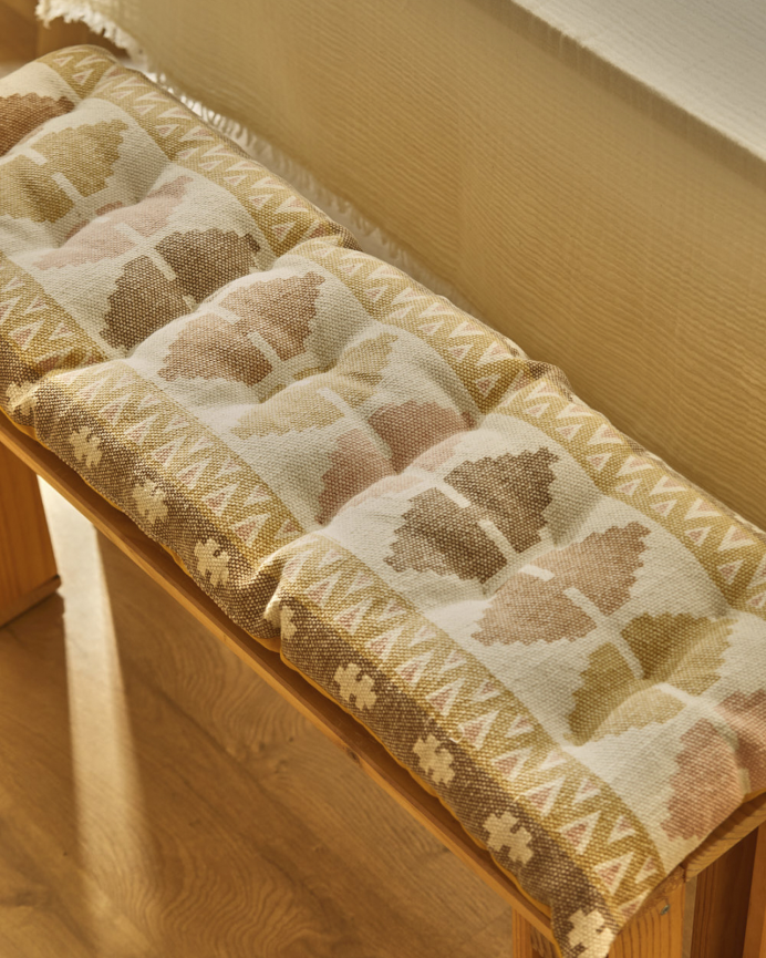 Coussin de banc rectangulaire en coton dhurrie 40x120x4 cm