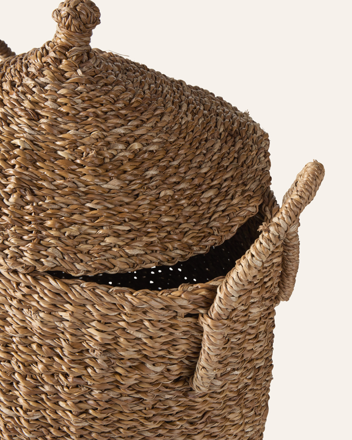 Panier avec couvercle en jonc de mer 45x32 cm