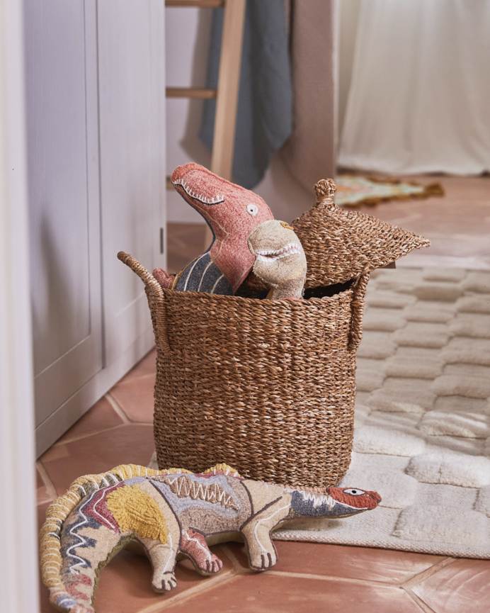 Panier avec couvercle en jonc de mer 45x32 cm