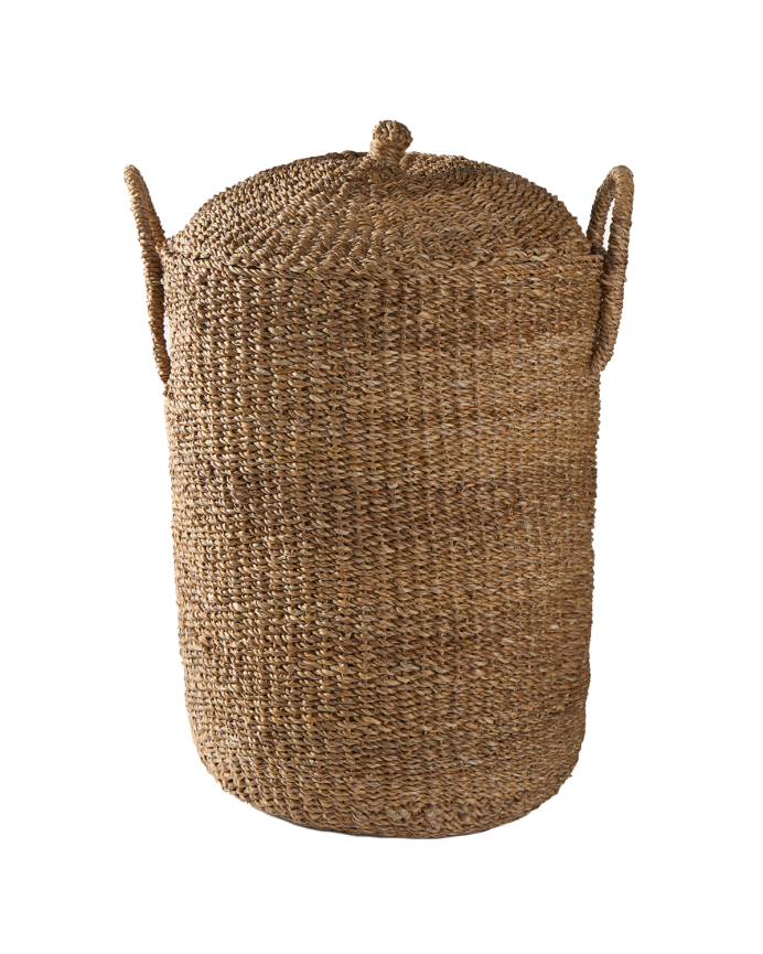 Panier avec couvercle en jonc de mer 70x45 cm