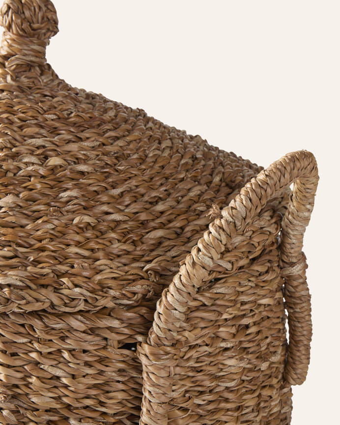 Panier avec couvercle en jonc de mer 45x32 cm