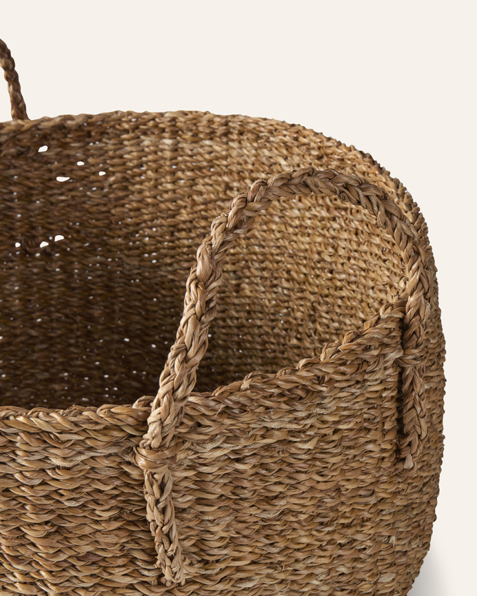 Panier en jonc de mer tressé avec anses 50x30x30 cm
