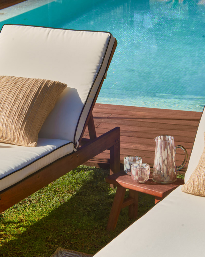 Matelas de transat couleur écru et noir 60x180x5 cm
