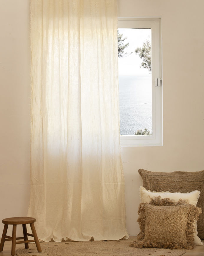 Rideau en coton translucide couleur écru 140x280 cm