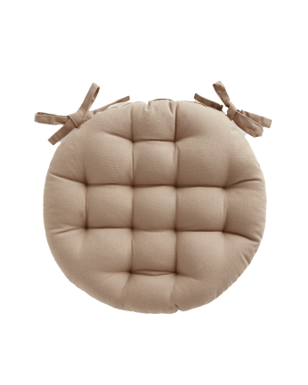 Coussin de chaise rond en coton couleur pierre 40x4 cm