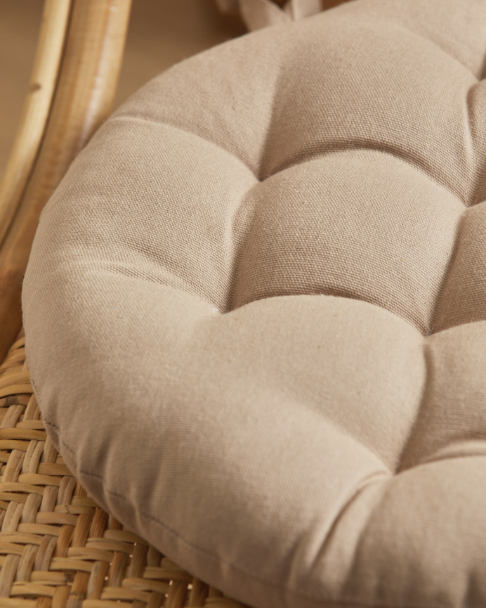 Coussin de chaise rond en coton couleur pierre 40x4 cm
