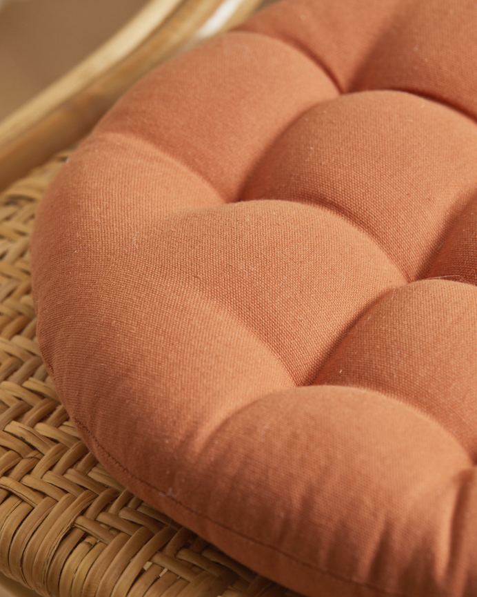 Coussin de chaise rond en coton couleur terre 40x4 cm