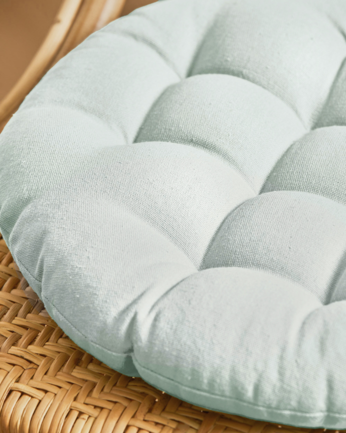 Coussin de chaise rond en coton couleur vert clair 40x4 cm
