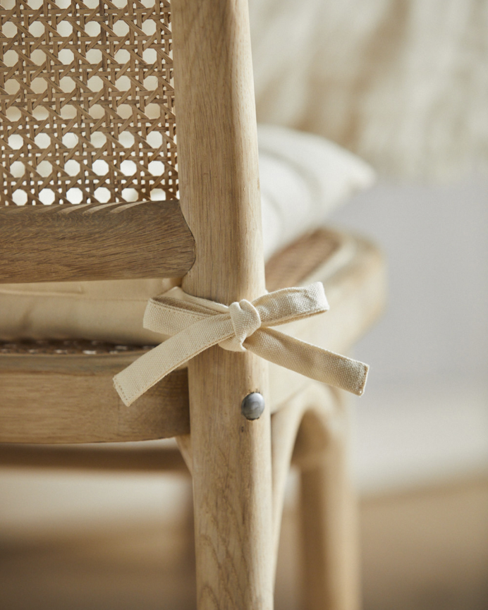Coussin de chaise carré en coton couleur beige 40x40x4 cm