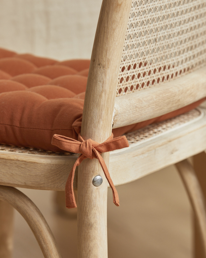 Coussin de chaise carré en coton couleur terre 40x40x4 cm