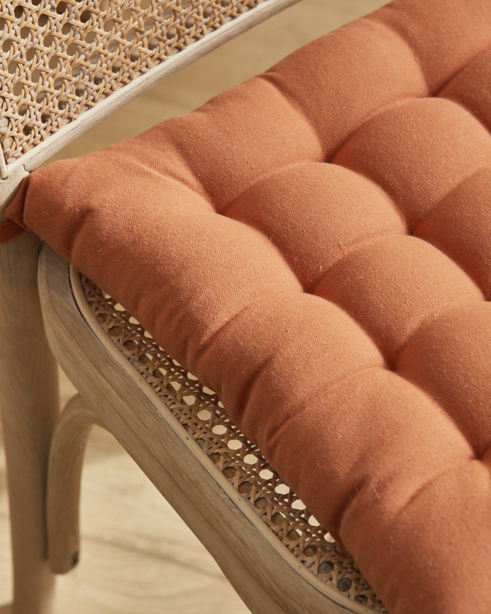 Coussin de chaise carré en coton couleur terre 40x40x4 cm