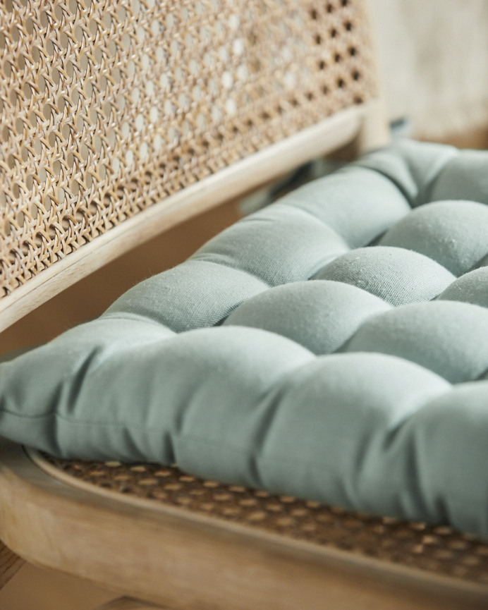 Coussin de chaise carré en coton couleur vert clair 40x40x4 cm