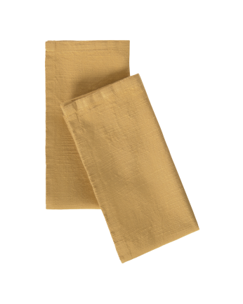 Lot de 2 serviettes en coton moutarde 45x45 cm
