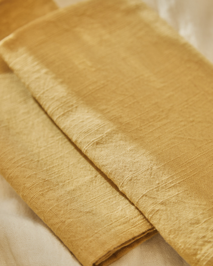 Lot de 2 serviettes en coton moutarde 45x45 cm