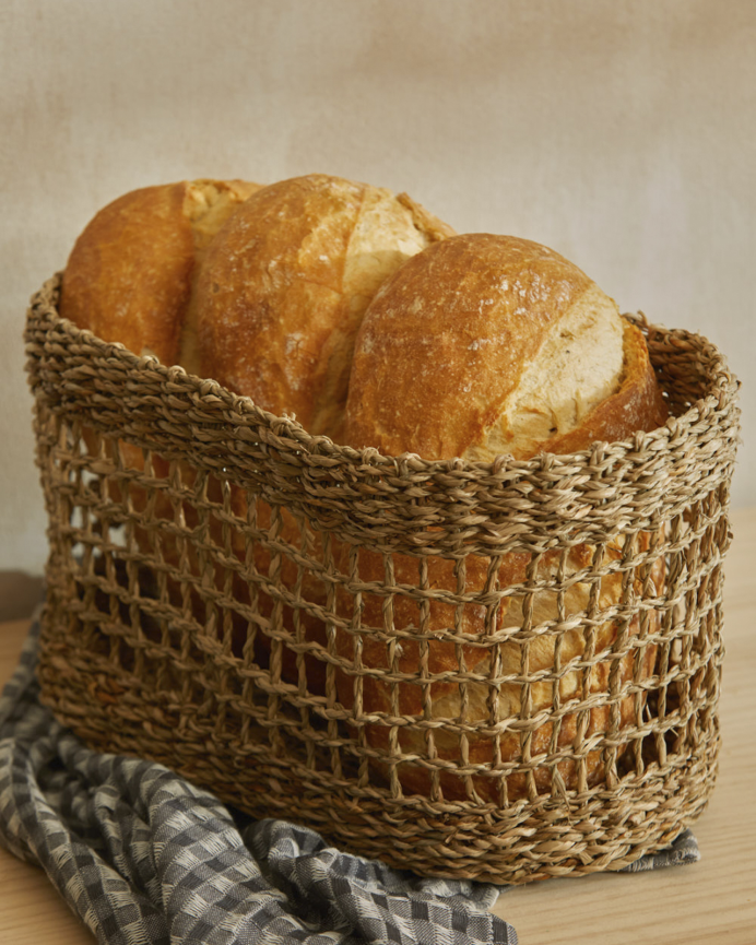 Panier en jonc de mer tressé disponible en différentes tailles