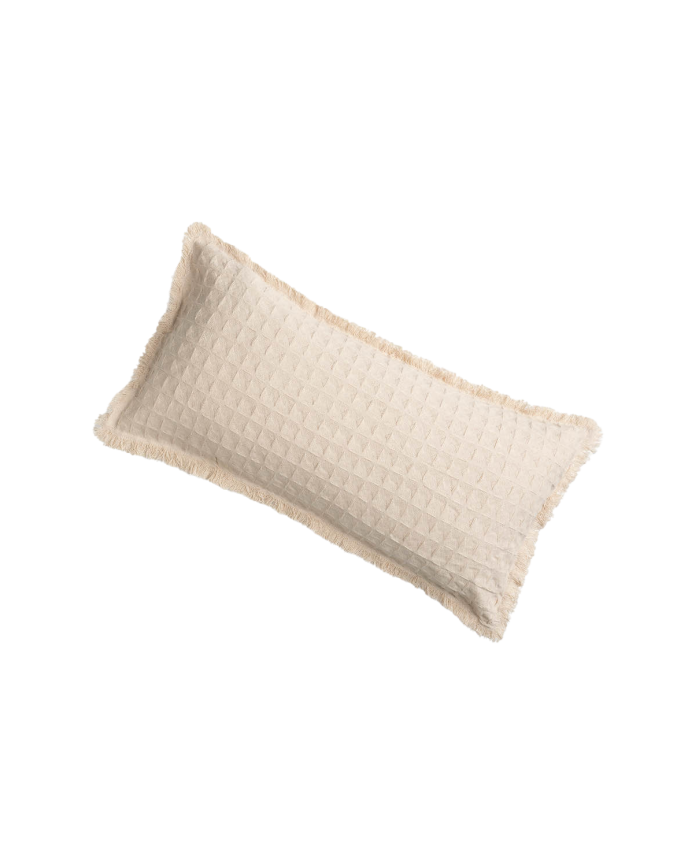 Housse de coussin en coton nid d’abeille couleur écru 30x60 cm